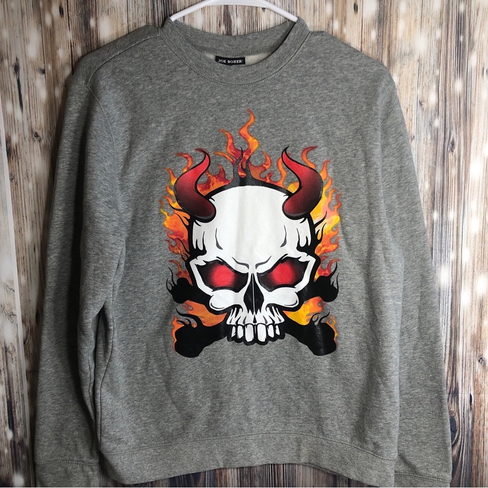 Joe Boxer Sweater Size Large 14/16 Skull Imagen Gray Teens